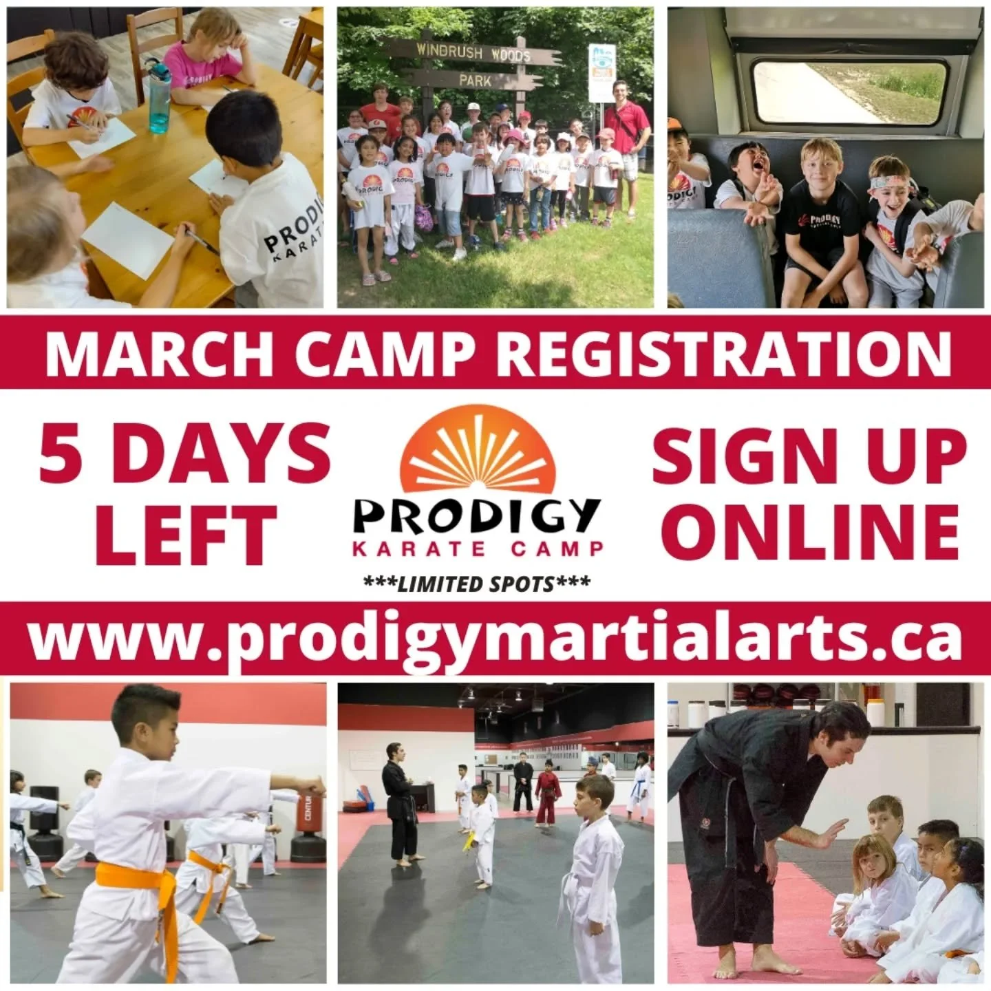 🌞 5 DAYS LEFT 🌞
.
Sign Up for our amazing March Break Camp online!
🥋 Daily Karate Lessons
.
⛹️ Fun Activities
🔫 Trips with Transportation
🍕 Friday Pizza Party
.
Click the link in our bio ☝️
.
.
#MarchBreakCamp #mississauga #karate #camp #martial