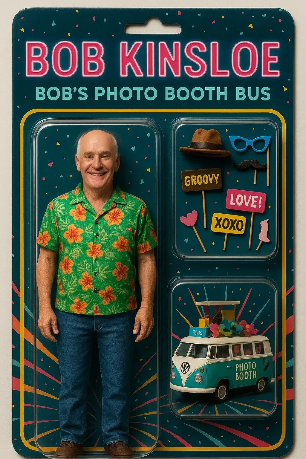 Be an Action Hero like me and Book Bob's Photo Booth Bus for Your Next Event