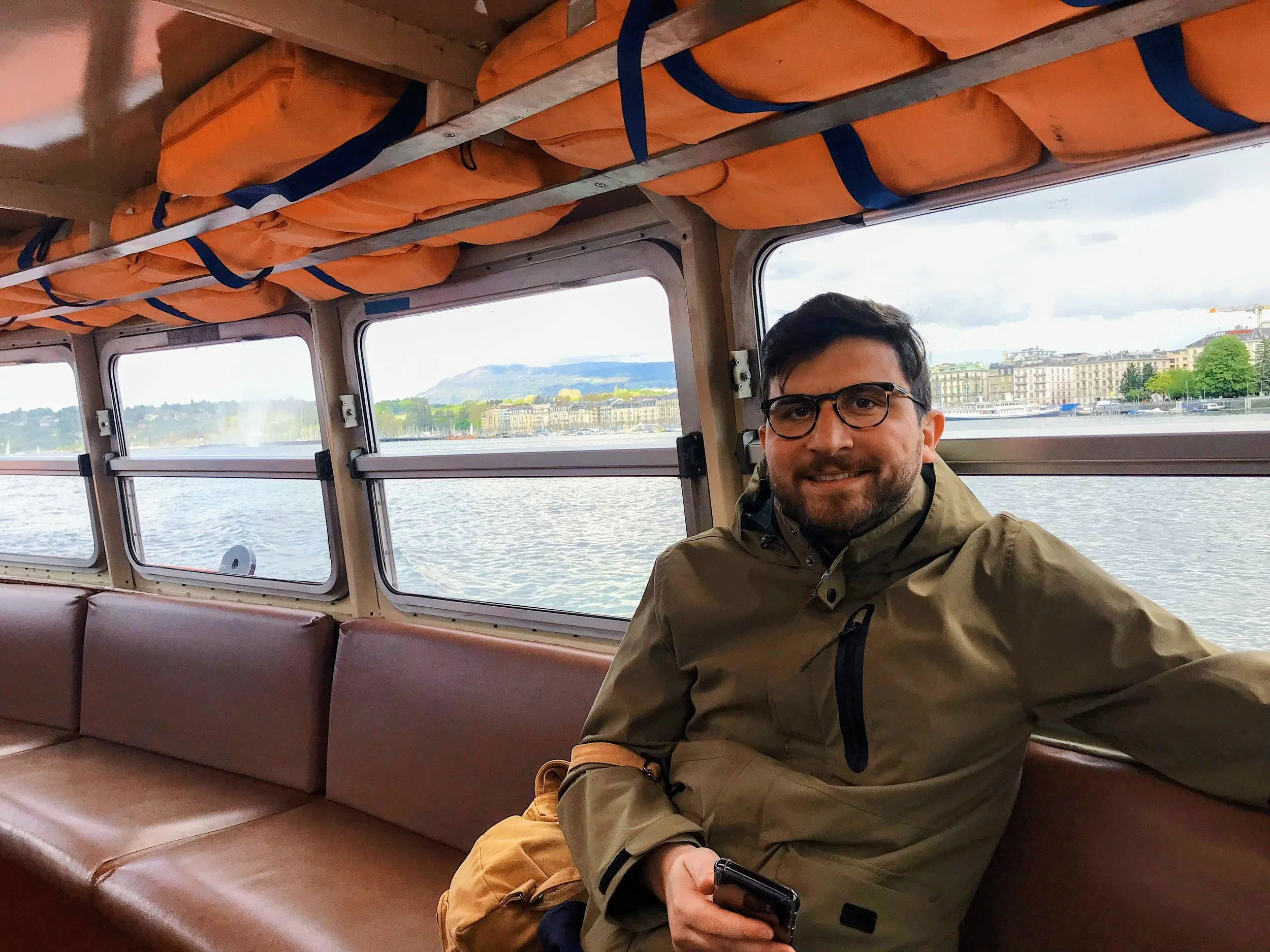 Aboard a mouette, or water taxi, to Bains des Pâquis