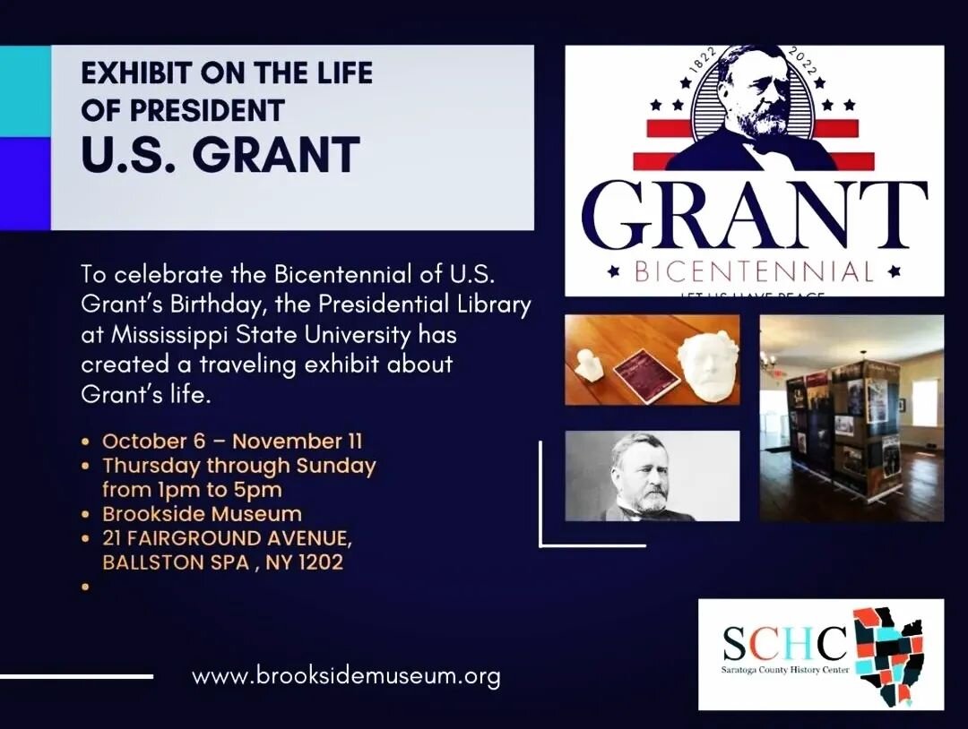 Grant Cottage might be closed for the season but you can still learn about the life of Ulysses S. Grant by visiting our friends at the @brooksidemuseum @saratogacountyhistory in Ballston Spa, NY. 
🎩
This traveling exhibit will be on display until No