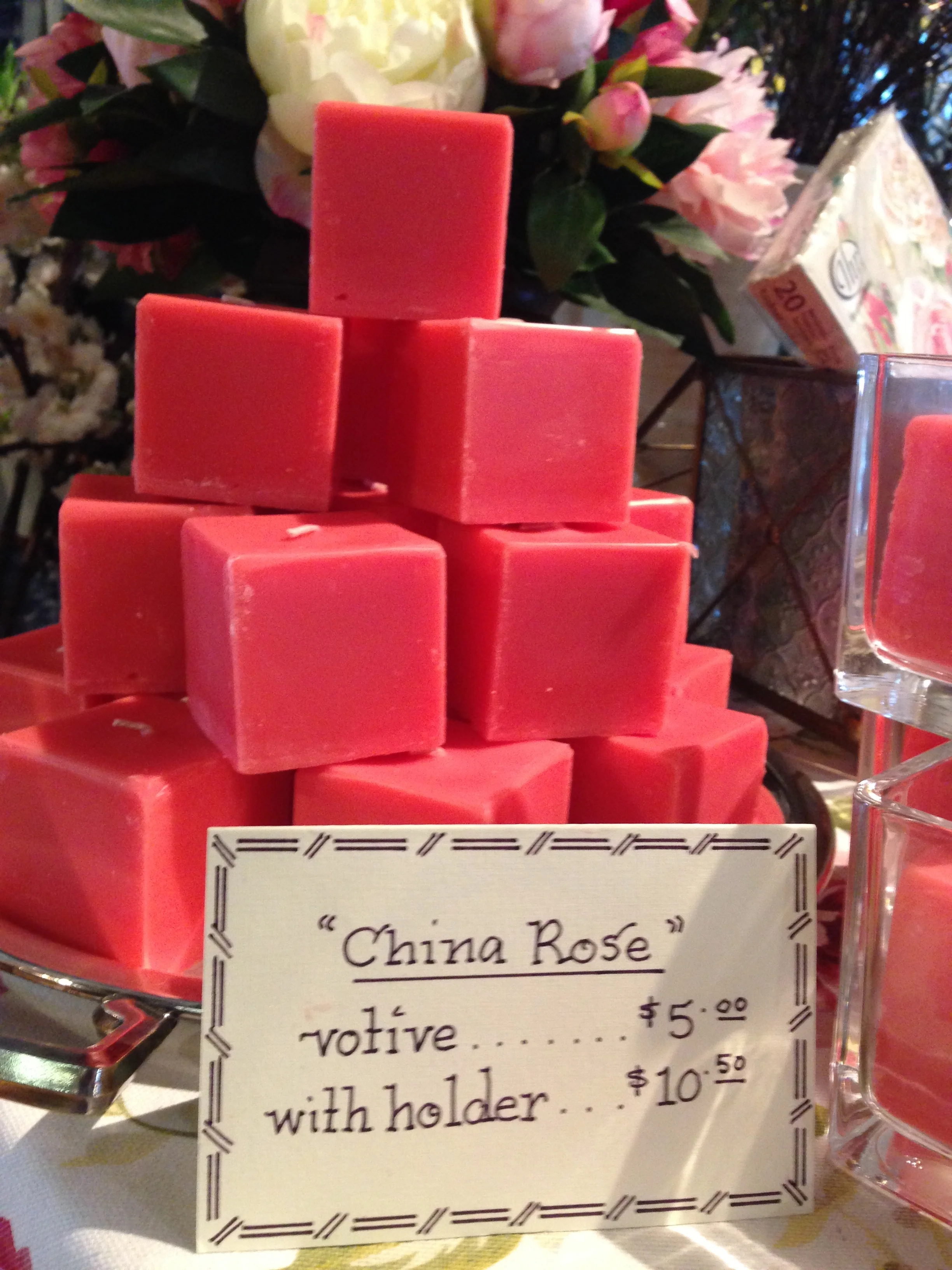 Square Votive China Rose