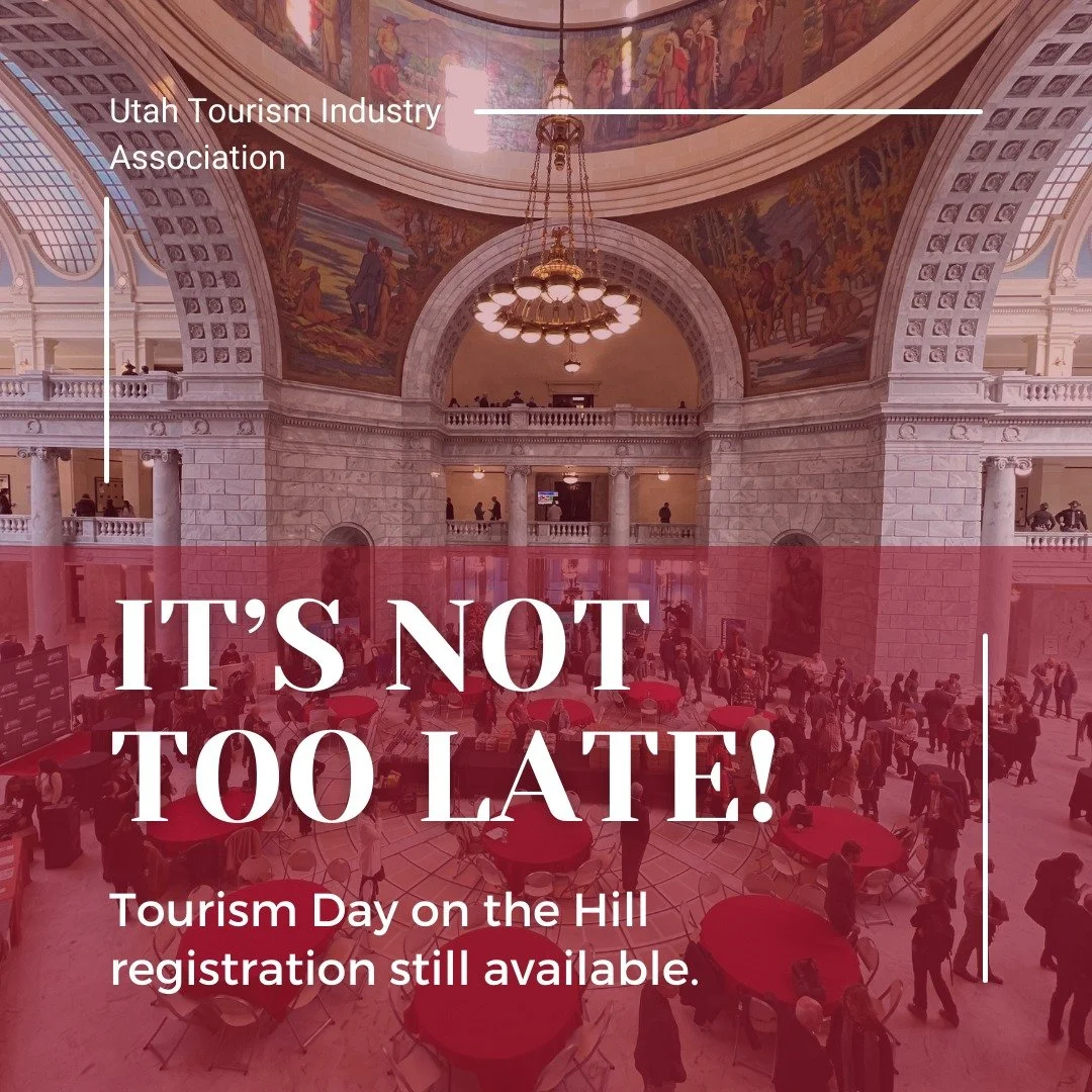 Tourism Day on the Hill is next Friday, but there&rsquo;s still time to register! Meet Utah legislators and industry peers to talk about important legislative priorities for 2026. You'll enjoy networking, lunch, and the chance to build meaningful rel