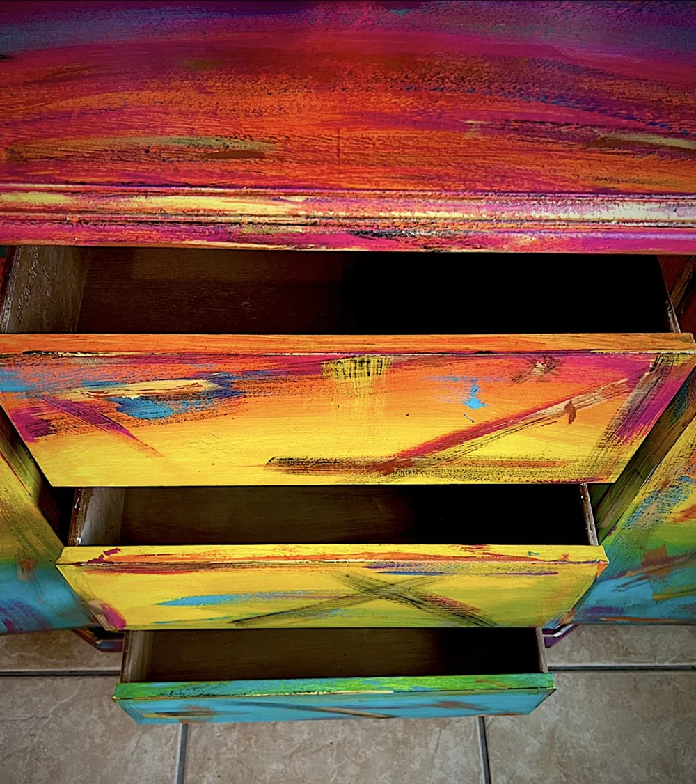 Rainbow Gradient Dresser & Armoire Set / Artisan Painted Furniture/ Solid Wood / Preofessionally Refinished Vicki's Visions LLC Rainbow Gradient Dresser & Armoire Set / Artisan Painted Furniture/ Solid Wood / Preofessionally Refinished Vicki's Visions LLC
