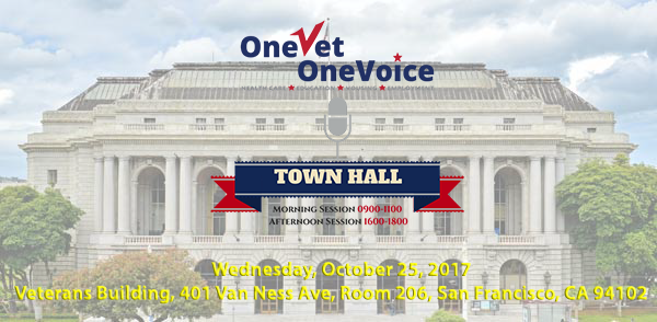 SF VETERANS TOWN HALL 4th WEDNESDAY EVERY MONTH 9-11 and 4-6 at Veterans Building, 401 Van Ness Ave, Room 206, San Francisco Ca 94102
