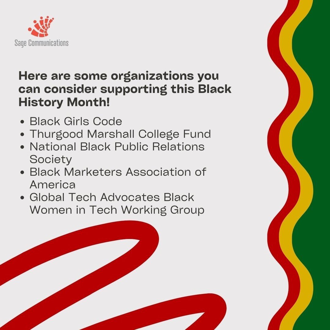 As #BlackHistoryMonth comes to a close, consider getting more involved with the organizations below that aim to further Black voices, creativity, innovation and education. #TheSageWay