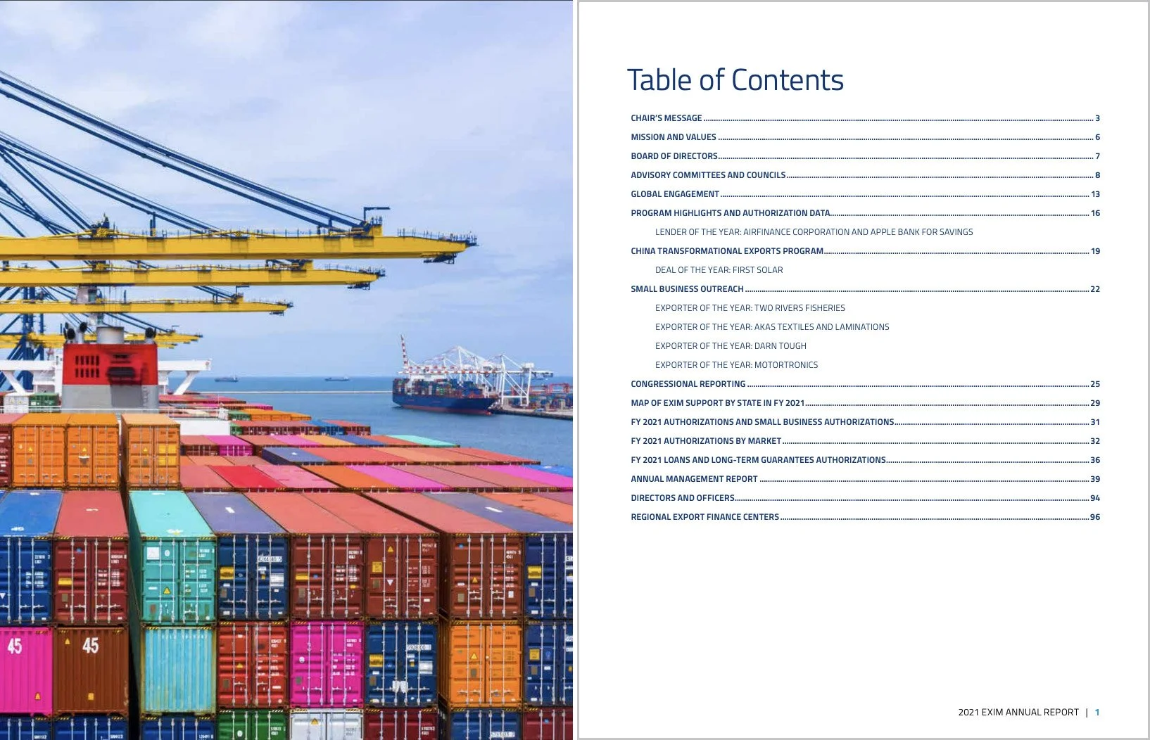 EXIM Annual Report 2021 - inside spread