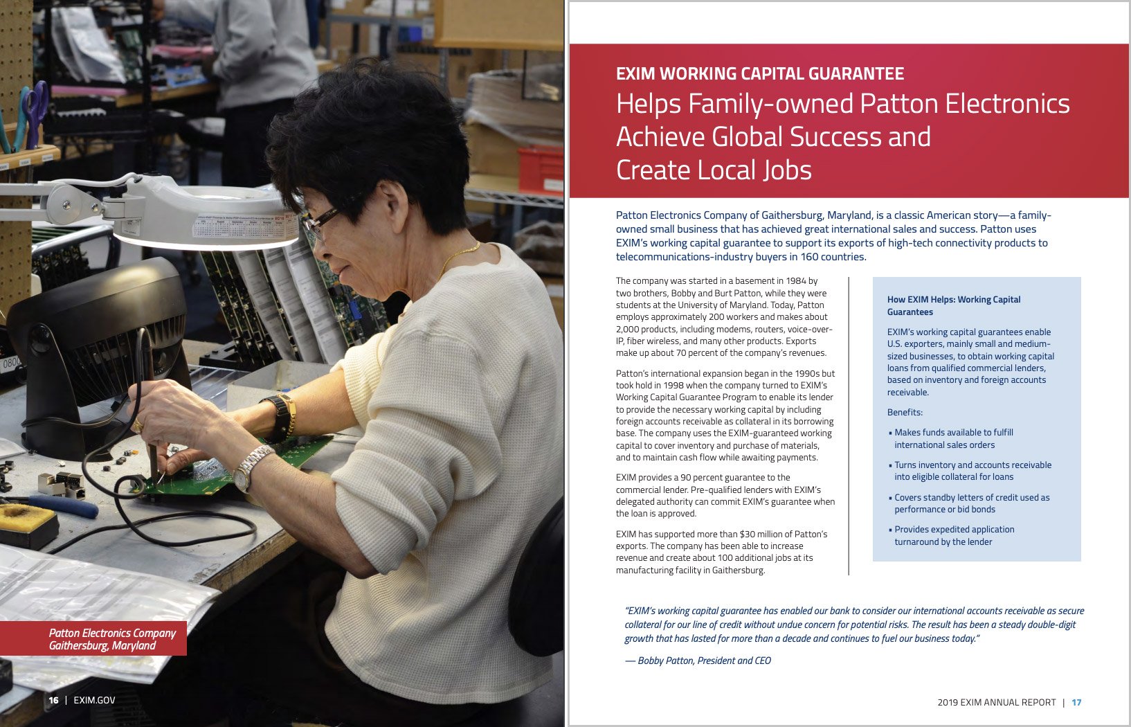 EXIM Annual Report 2019 - inside spread