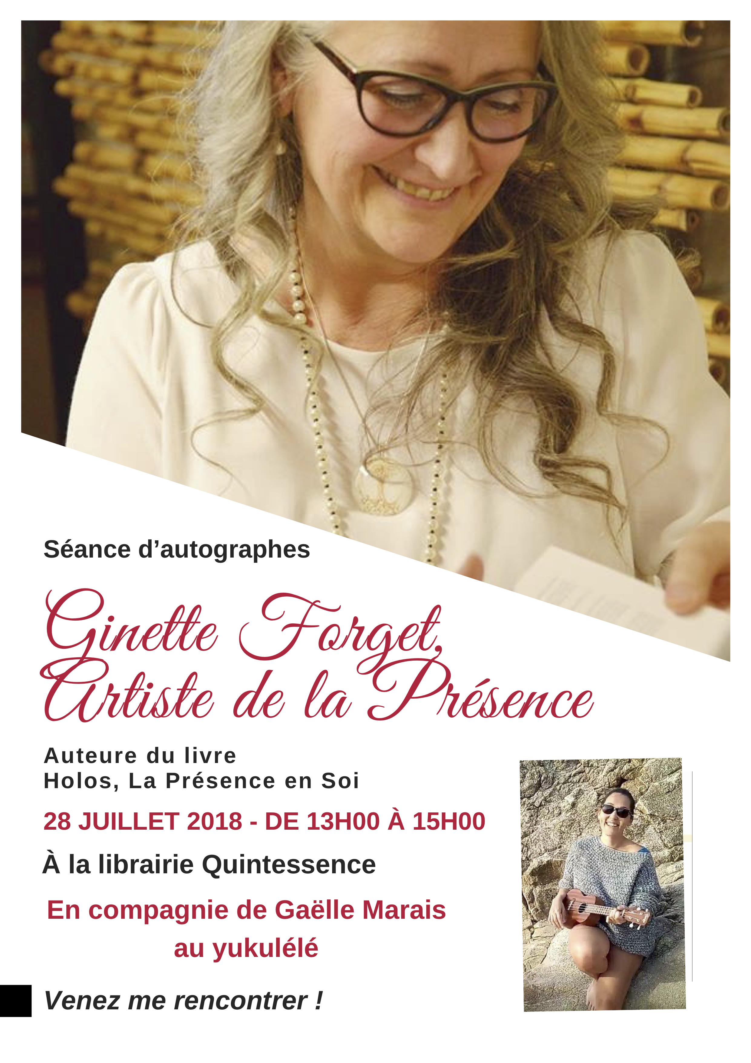 Séance d'autographes avec Ginette Forget, artiste de la présence.