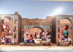 Joseph's House staff, guests, and volunteers participating in Mural Painting