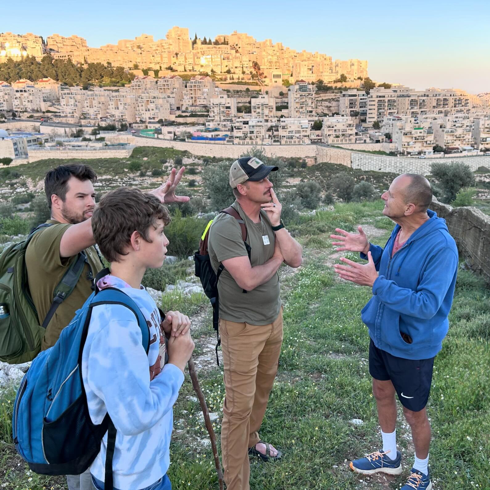 This was a lively discussion with Vika (a Jewish atheist) in some olive groves near the security fence just north of Bethlehem. We hiked out there  to search for some old stone watchtowers, and we did find them. Vika said he sincerely wished Yeshua a