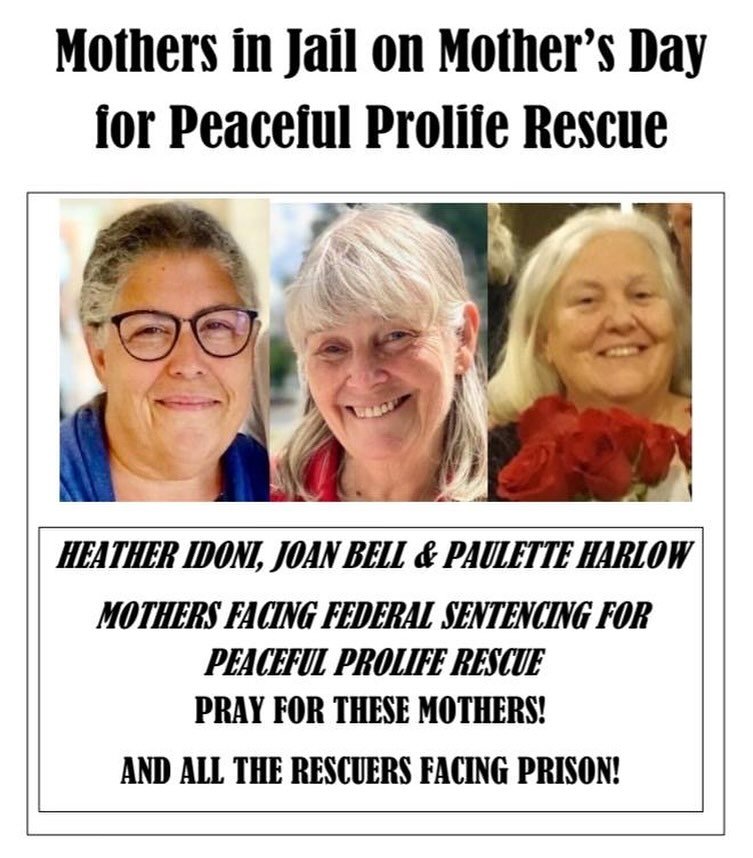 Yes, pray for these jailed mothers this Mothers Day, mothers persecuted for simply caring about the lives of children, caring while many celebrate and most are apathetic to the random destruction of the fruit of American wombs. Pray FOR them, but pra