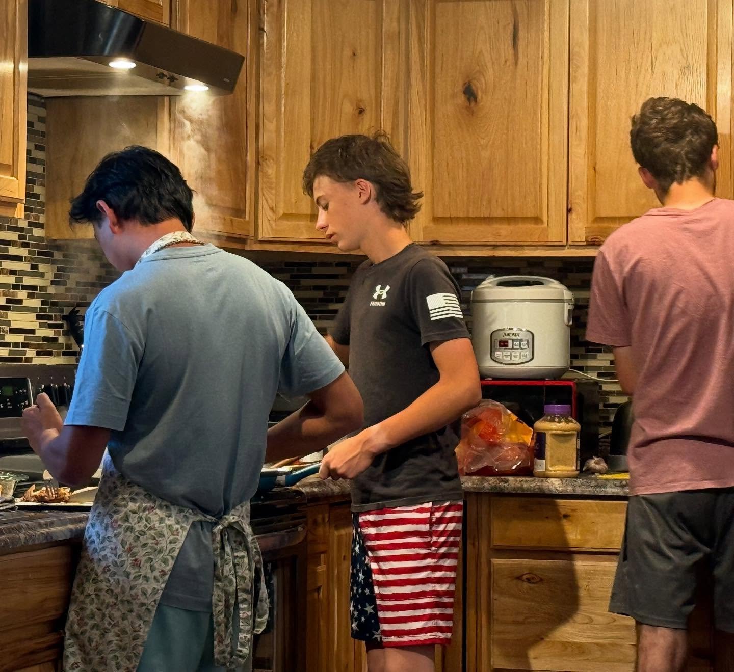 LOL, Team Yeshua guys in charge of dinner tonight. Smells heavy on the garlic :)