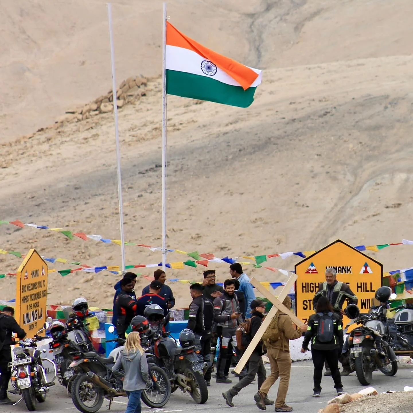 World’s Highest Motorable Pass (19,024 ft.). It used to be Khardung La outside Leh, but the elevation of the sign was about 400 feet off. Bolivia was able to claim the highest for a few years, but then India one-upped them by recently no openin