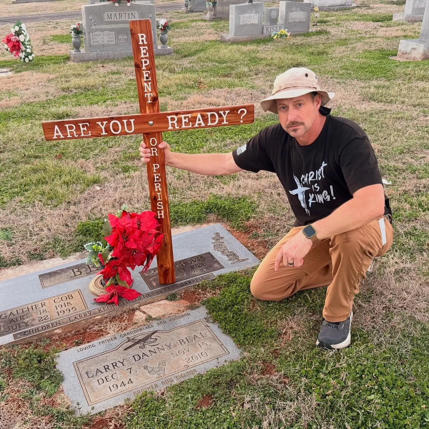 Yesterday&rsquo;s walk ended at the Lawings Chapel Baptist Church cemetery. There, my son and my son-in-law showed up after a hard&rsquo;s day work, having helped deliver and install a greenhouse near Chesnee, South Carolina&mdash;a community I walke