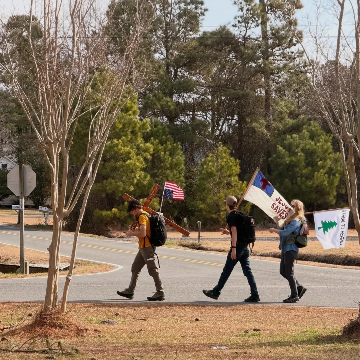 Making our way through Manteo this morning. #thelongwalkusa