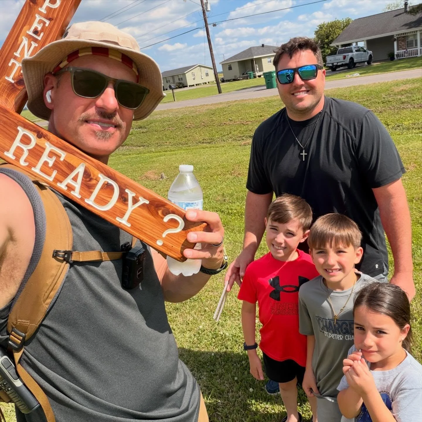 It was hot, and I was sour slogging down the levee, needing some encouragement from the Lord. Praise God for the Lebiche Family who called to me from their yard and blessed me with an ice-cold bottled water. Something so often taken for granted in ou