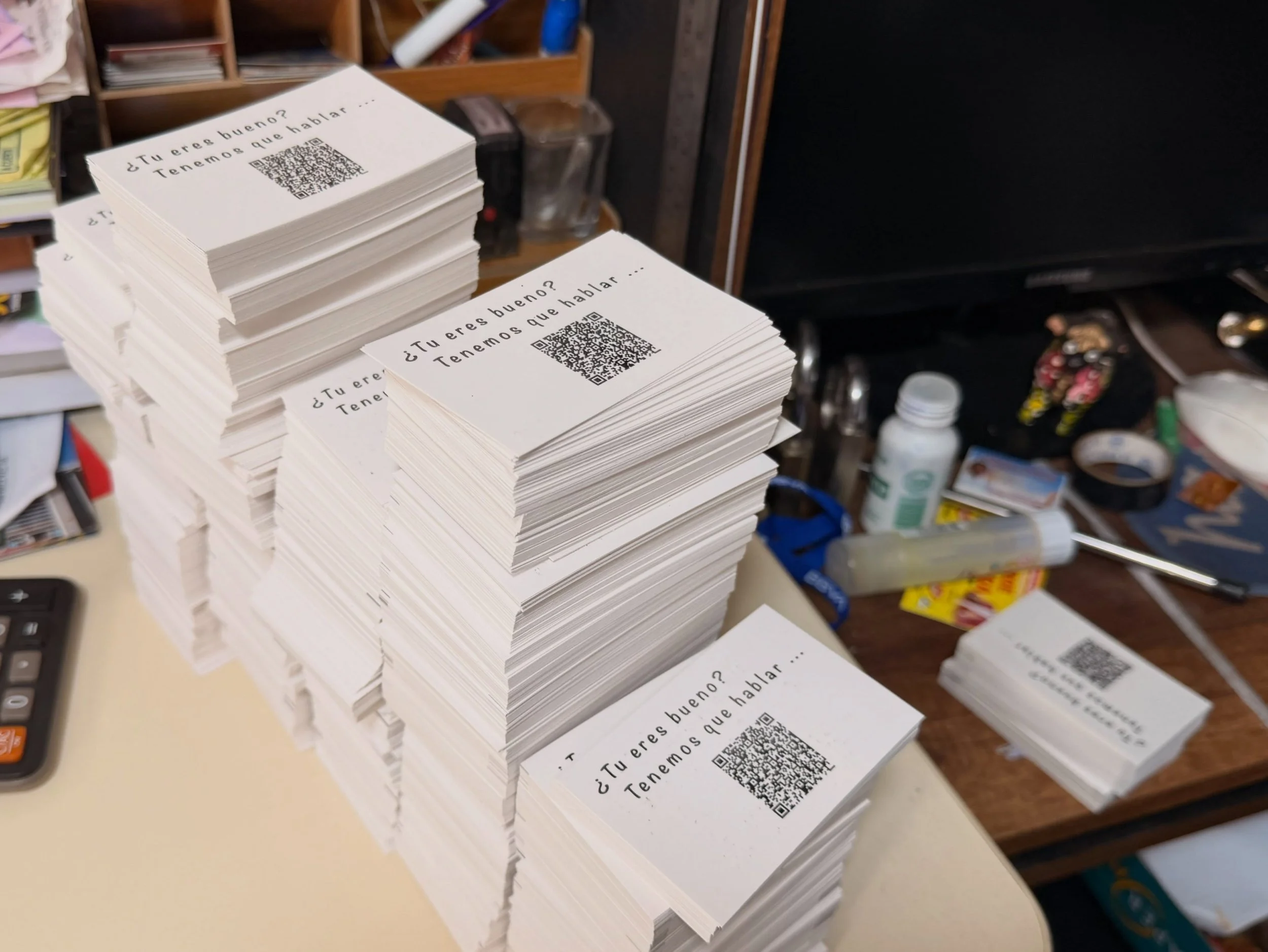 Just picked up 5000 of my Spanish Gospel card tracts at the printer here in Puno, fresh off the presses. While lugging the box home, I stumbled upon a coffee festival and my team. Had to break into the box and go to work. Gave out several hundred in 