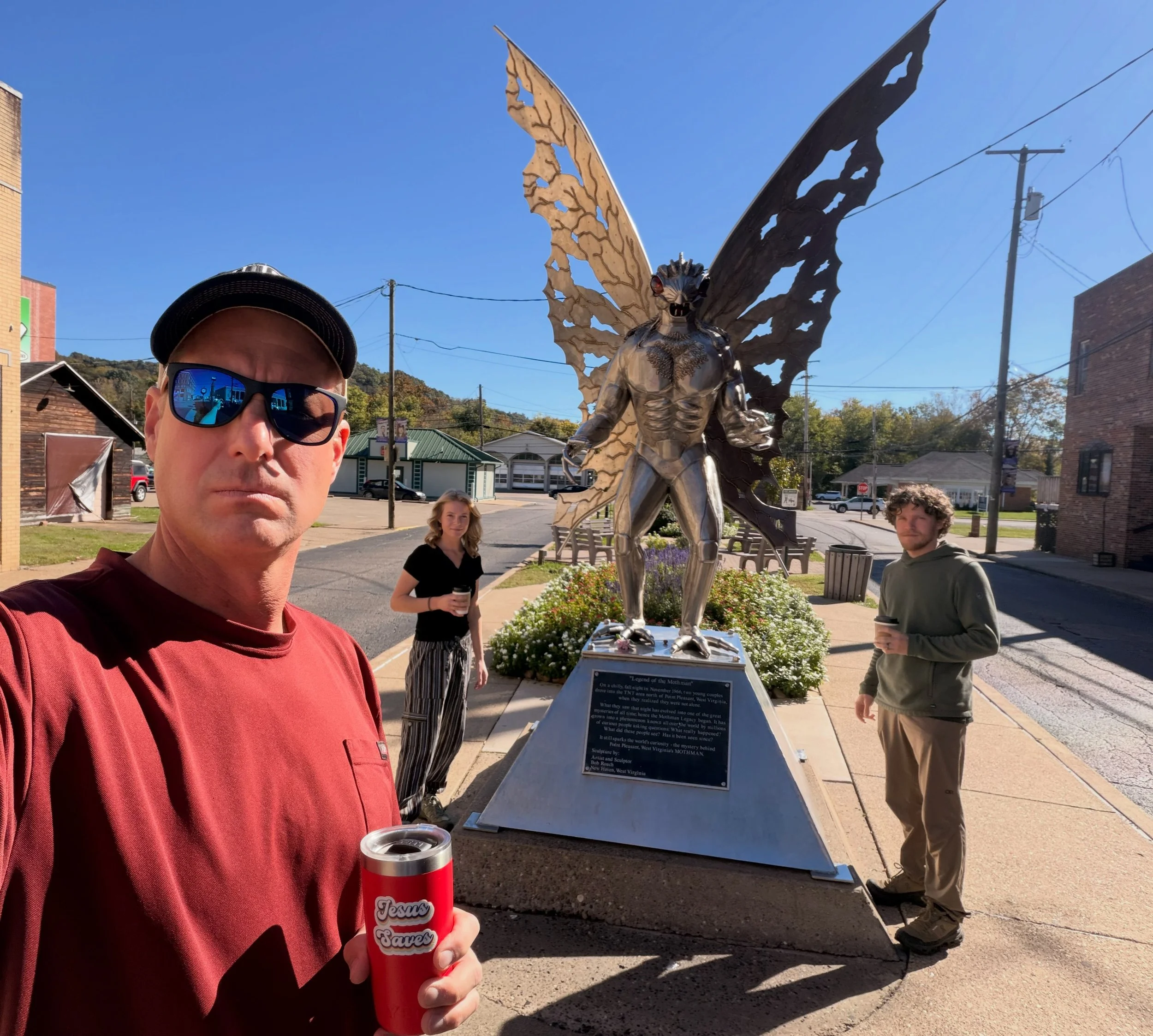 Finally crossed the Ohio and back home in the SOUTH! It&rsquo;s been many moons. Point Pleasant&rsquo;s Mothman was there to welcome us back along with a good little Americano on the corner. I let the ladies who prepared it know how much it was music