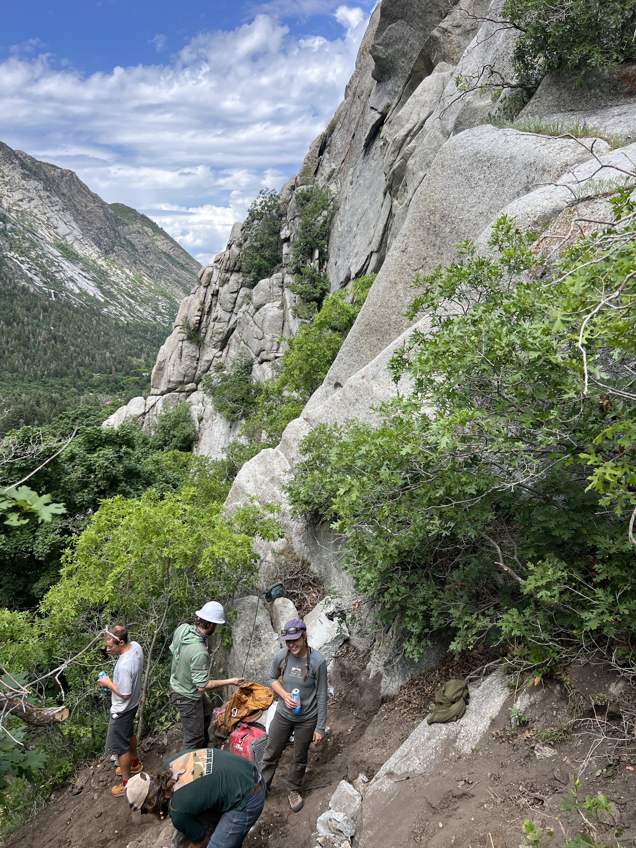 Trail Work with View of Climbing Resource East Gate.JPG