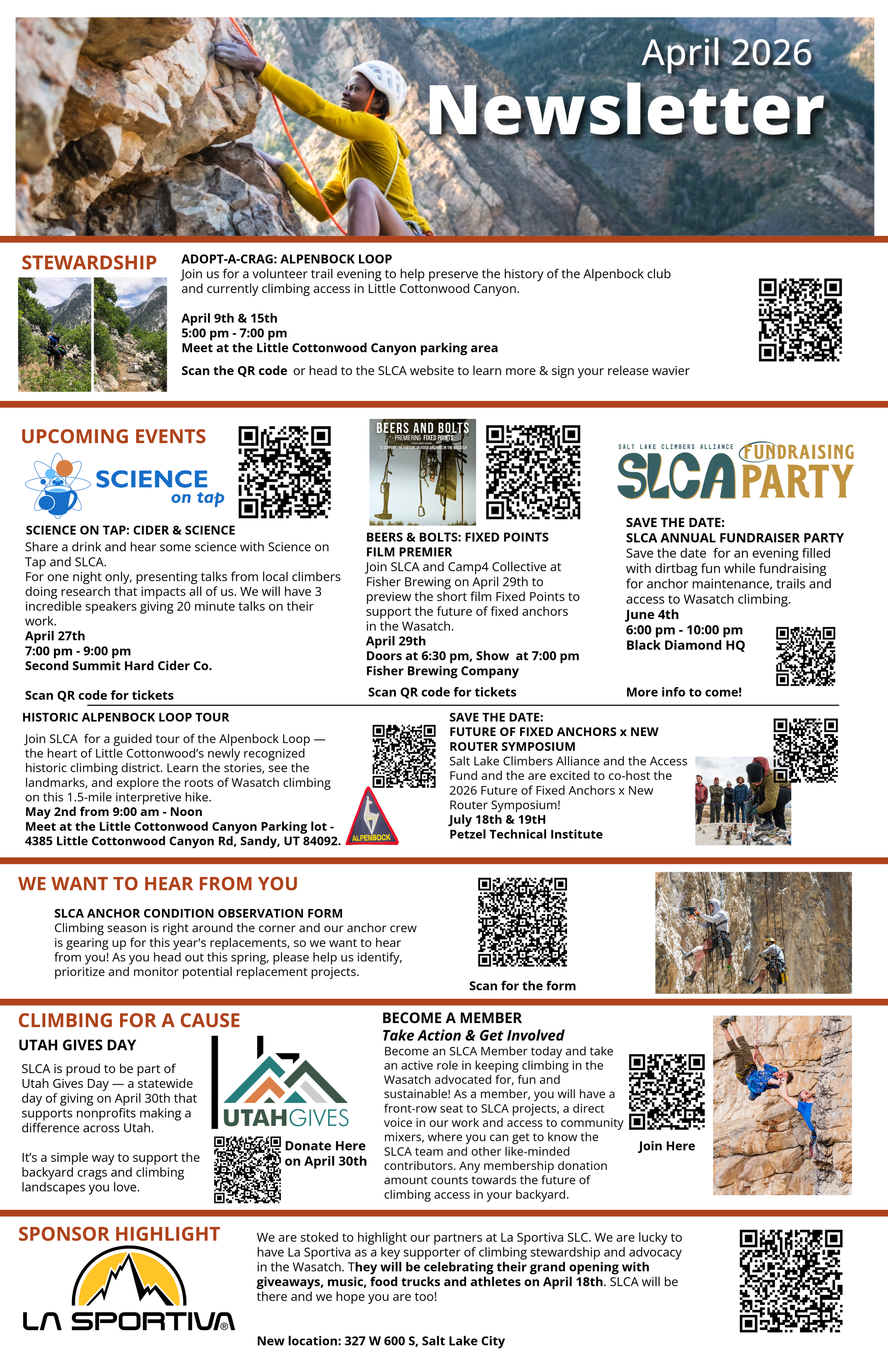2026 April Newsletter Salt Lake Climbers Alliance April 2026 Newsletter (1) 
