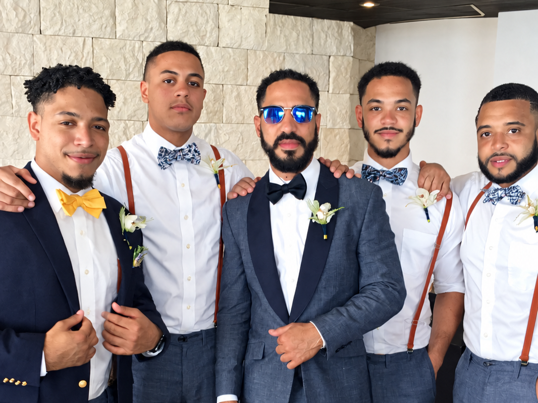 Euridio with Sydney Baptista on his wedding day, alongside brothers Bruce, Kevin, and Geo. Friends since their early days at Epiphany, Euridio later taught Geo.