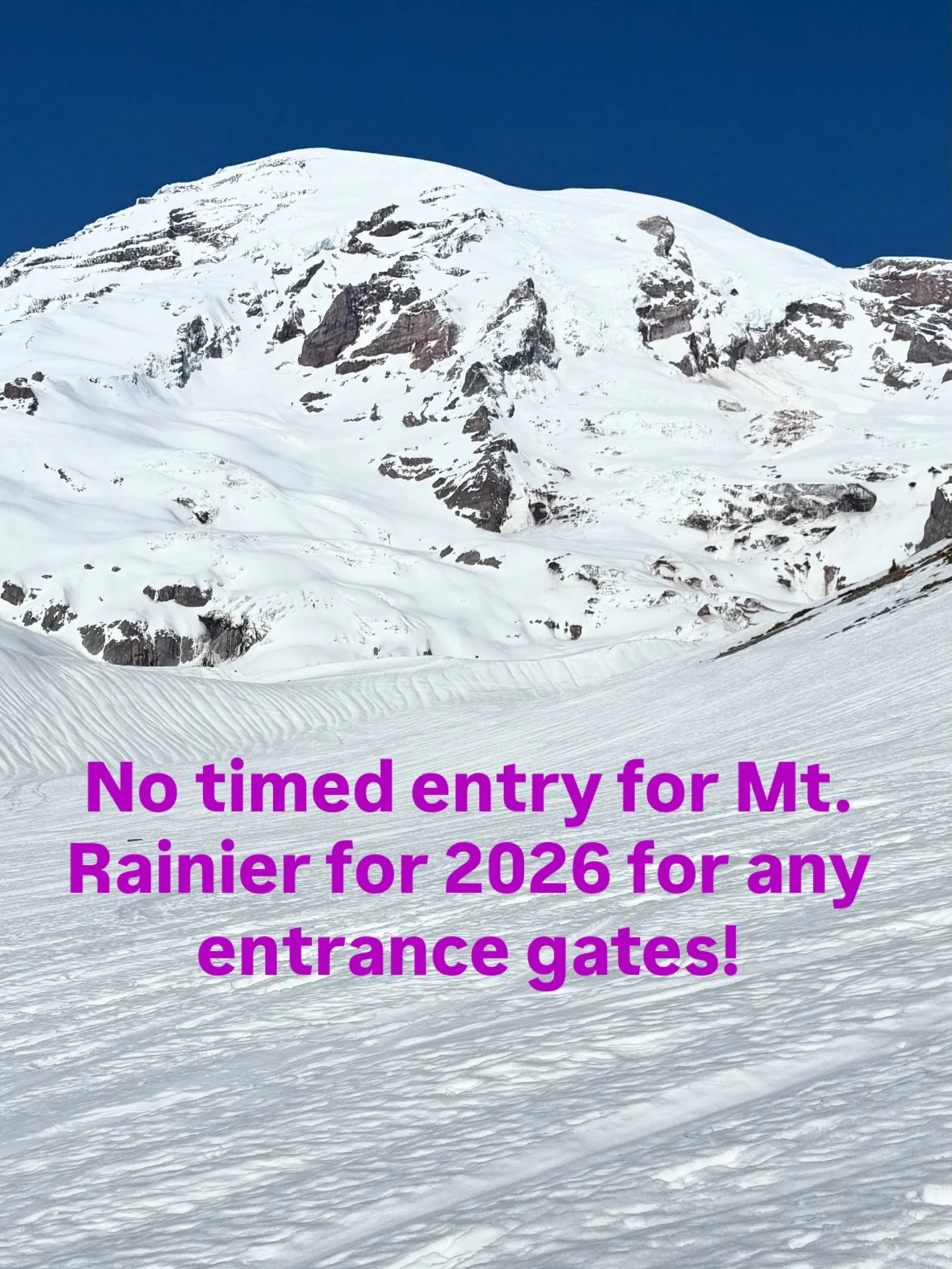 Recently announced - there will be no timed entry at any entrances at Mt Rainier for 2026. 

Be sure to plan ahead and arrive early to avoid the lines on busy days in the summer (weekends and holidays). Wait times at Nisqually entrance sometimes reac