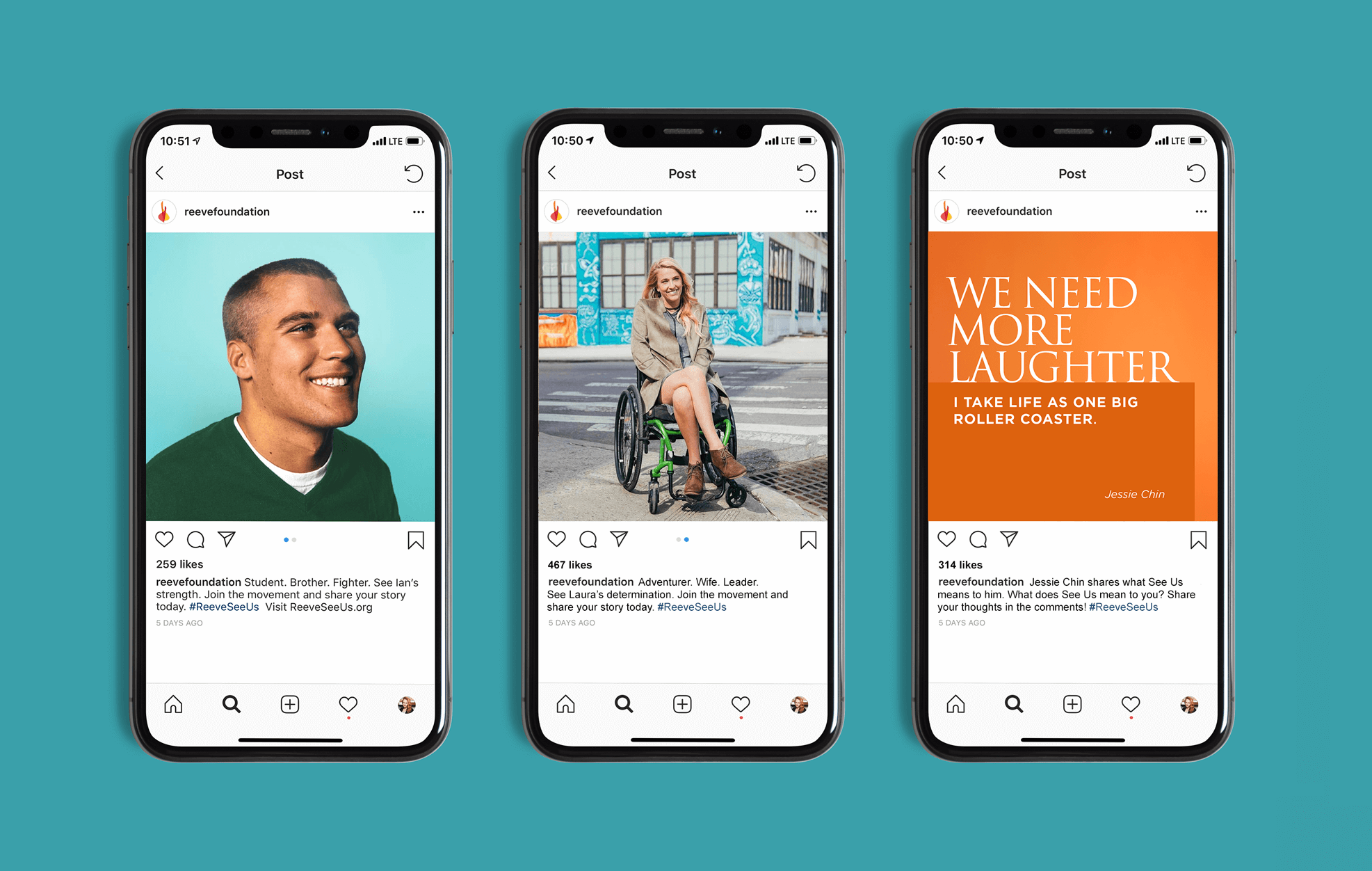  Following the success of the See Us campaign, the Reeve Foundation asked us to refresh their brand guidelines based on the campaign visual language. 