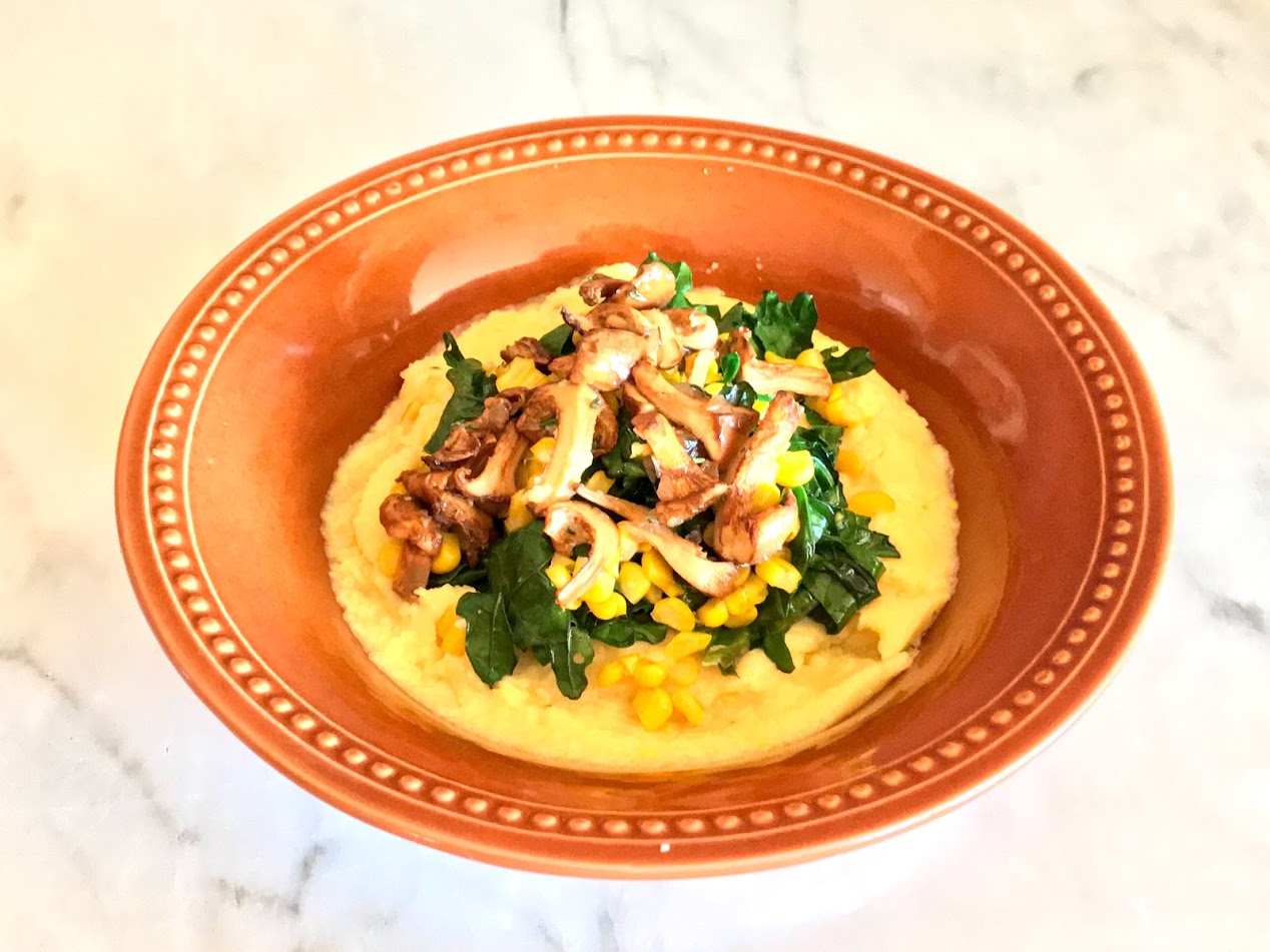 Triple Corn Polenta with Mushrooms and Greens 