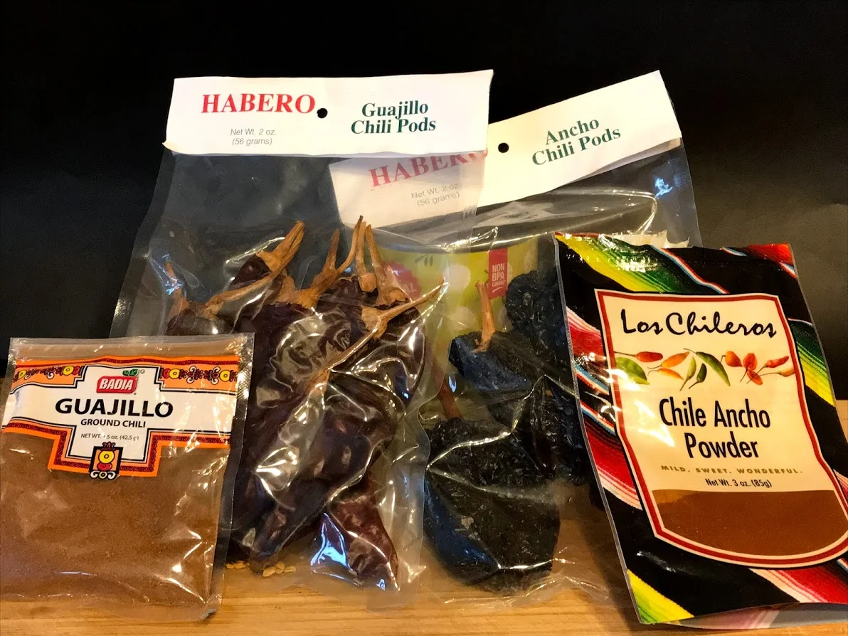 Slow method uses whole chilies, fast method uses chili powder. Notice that chili is spelled two different ways.