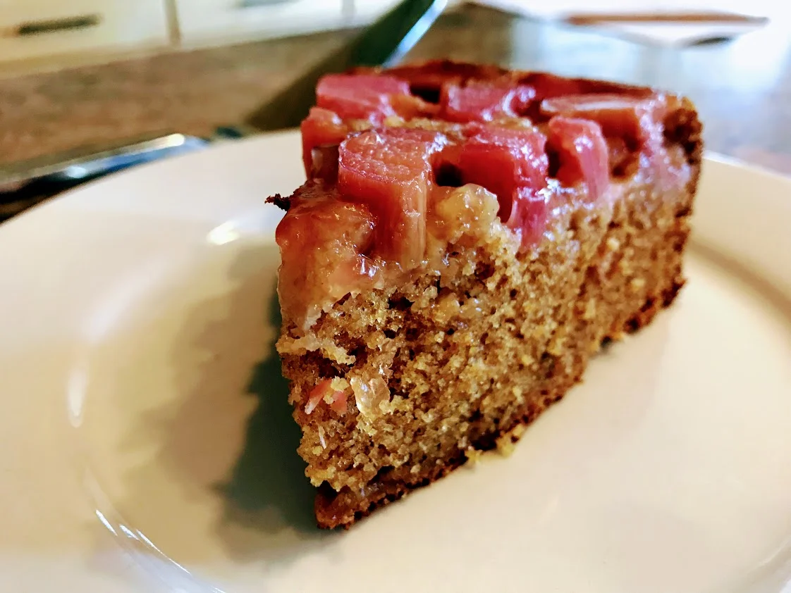 Rhubarb Polenta Upside-Down Cake