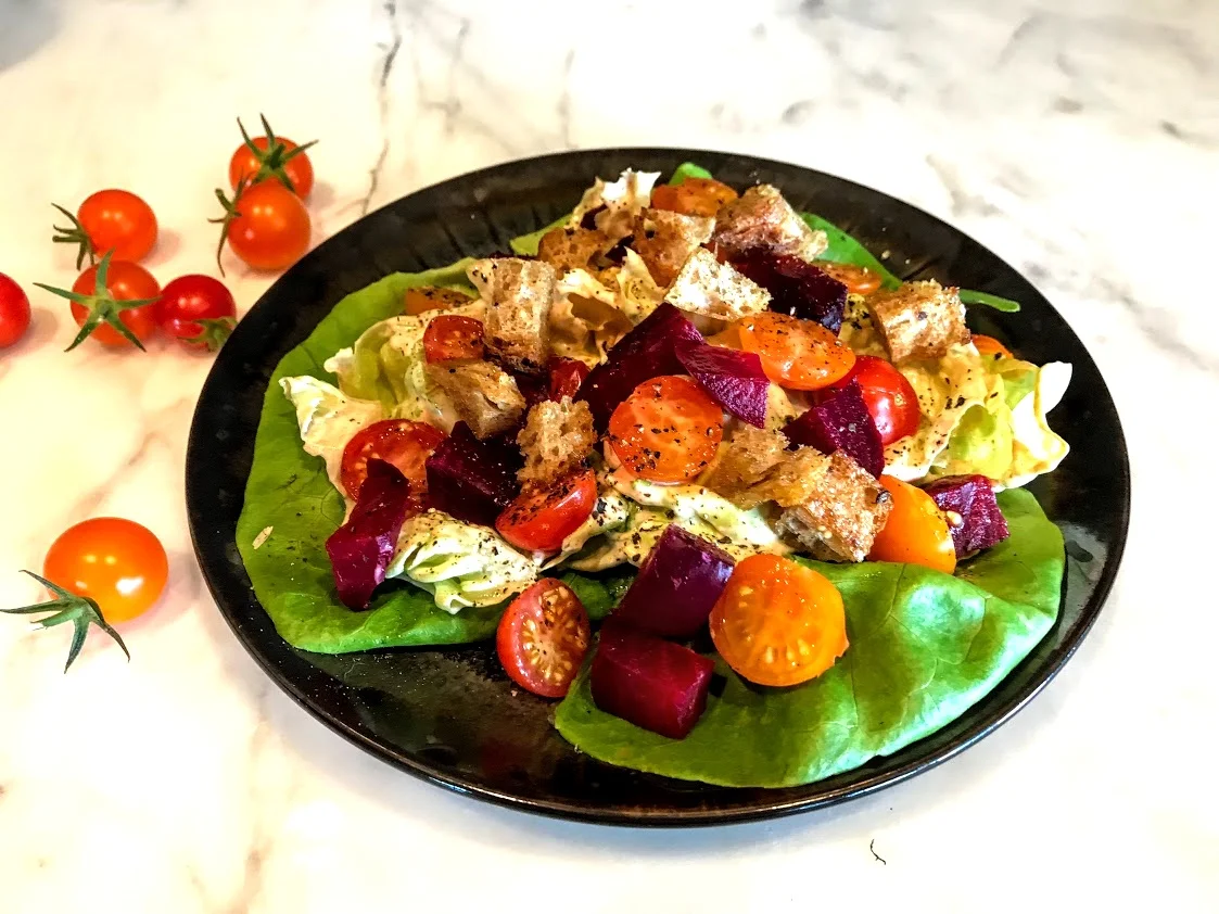BLT (Beet, Lettuce, Tomato) Salad with Smoky Mayonnaise