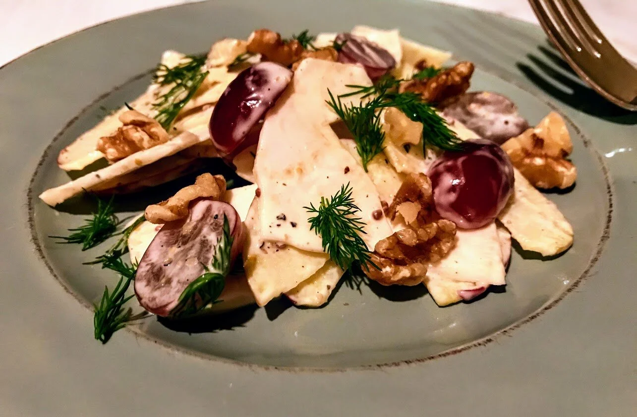 Celery Root, Apple, and Grape Salad with Grainy Mustard Dressing