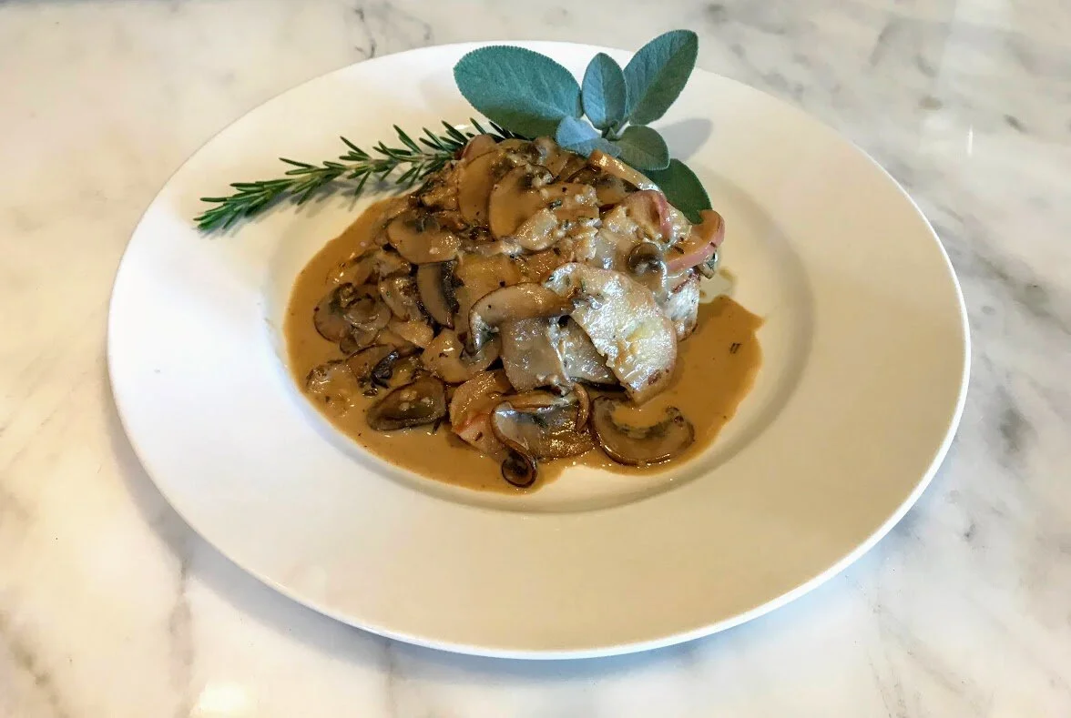 Pork, Apple, Mushroom Fricassee