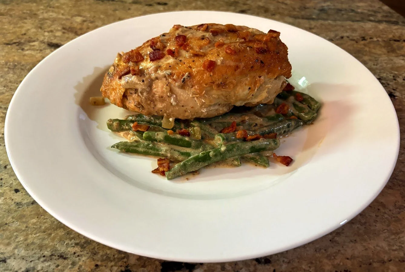 Chicken Breasts with Cider and Mushroom Green Beans