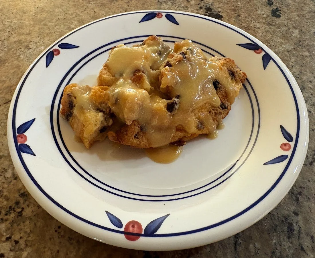 Stollen Bread Pudding with Marzipan Sauce