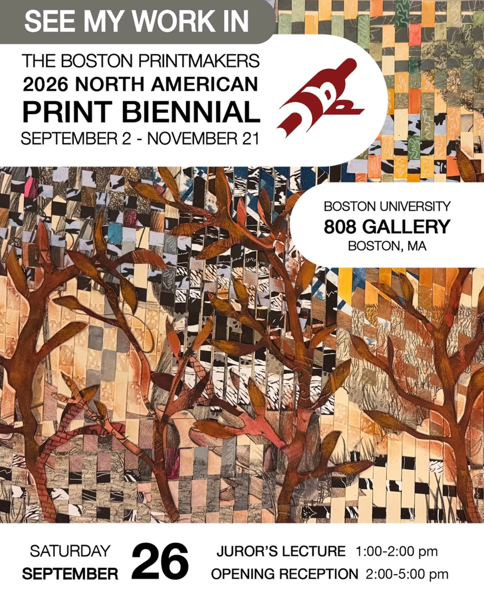 ✨SO PUMPED✨ I am very excited to have one of my works as part of the Boston Print Biennial this year.  It is going to be so cool to see all the beautiful work in this show! If you&rsquo;re in or around Boston make sure you go and see!
.
.
.
.
#printm