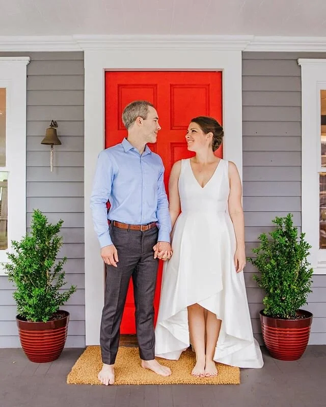 Did you catch Beth + Rob's sweet at-home wedding on the MMW blog?
.
&ldquo;Beth and Rob's big wedding celebration had to be postponed to next year, but they celebrated their original date with an intimate elopement ceremony at their home on the Conne