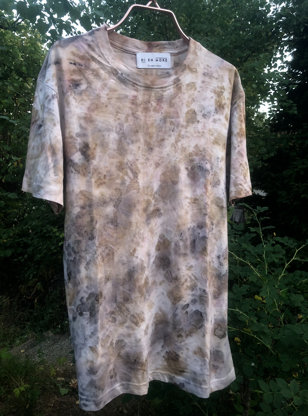 UNISEX COMPOST AND COCHINEAL T-SHIRT, SUBTLE PRINTS — SIZE S, M, L AND XL
