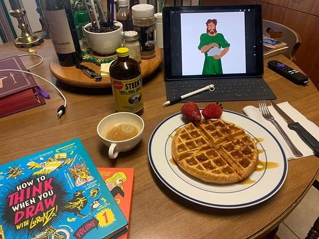 Waffles (and art) are today’s #eastercarbs !