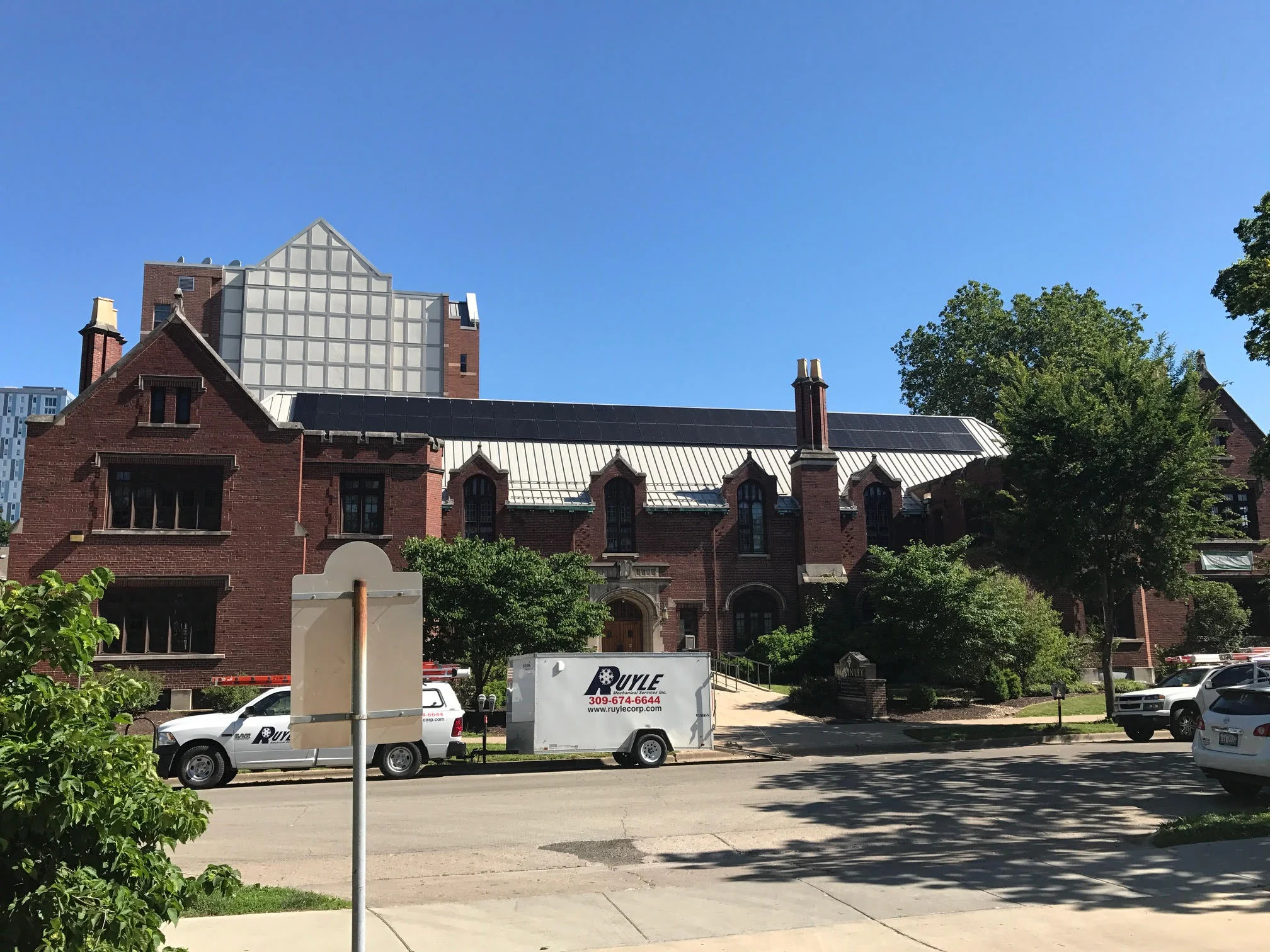 Solar installation, McKinley Foundation, Champaign Illinois