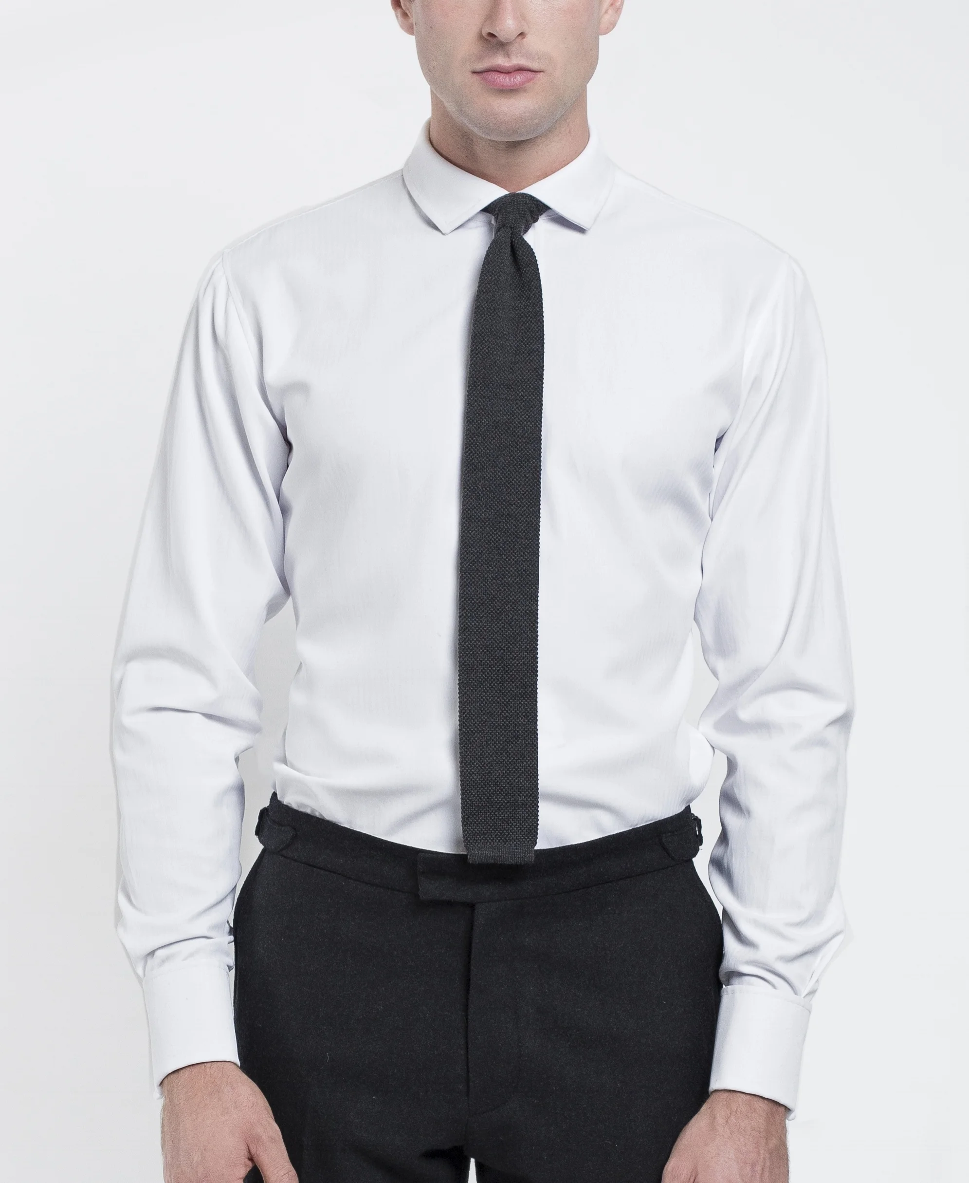 Fellow Craft White Slim Fit Double - Cuff Shirt For Tall Men