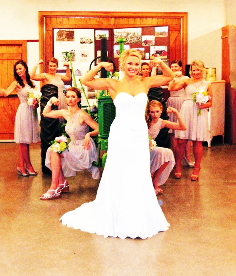 This bridal party enjoyed an amazing photo shoot with the Museum's john deere tractor