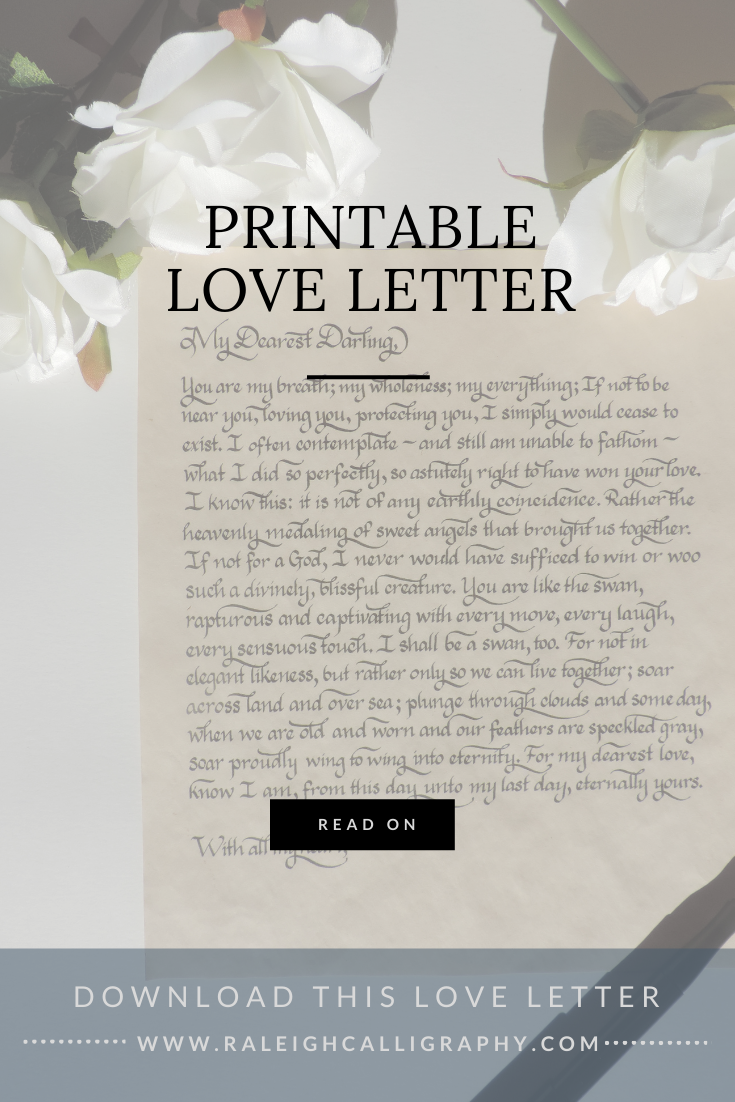 Valentine's Day Printable Love Letter — Raleigh Calligraphy & Design