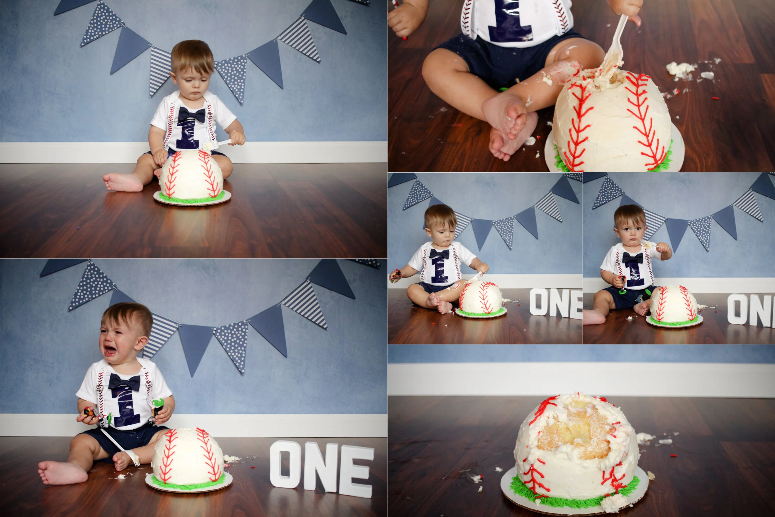 Theo wasn't overly excited about diving into his cake but with a little help of a fork and some baseball toys we were able to get a few bites out of it. 