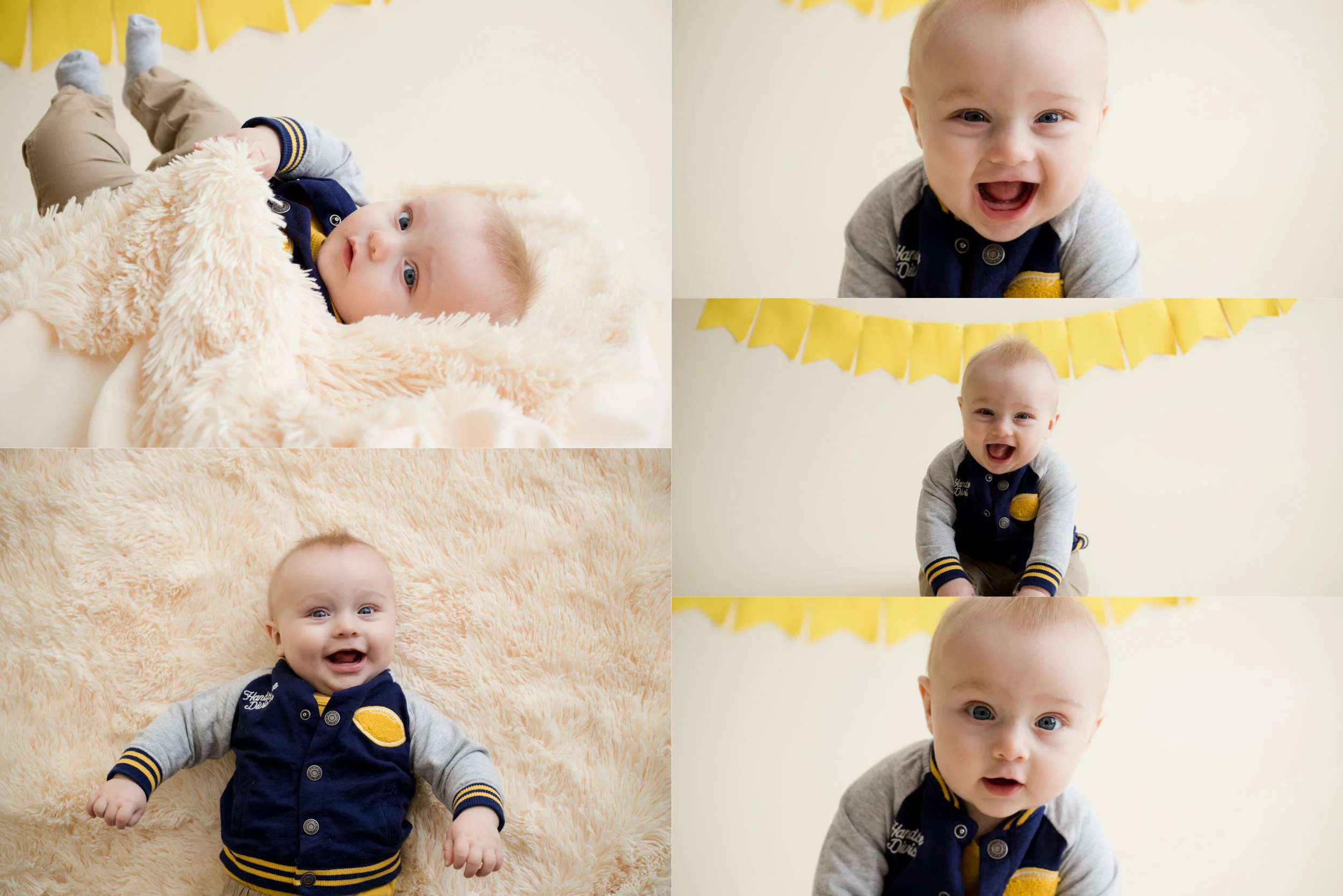 Baby boy 6 months old indoors at Laura Anne Photography, LLC. 