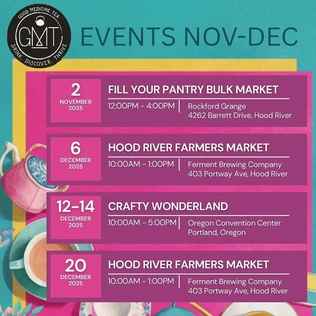 Really feeling like rooting into our community (even more than usual) right now! 🌱
⁣
You&rsquo;ll see that we&rsquo;re mostly in the Gorge leading up to Christmas.⁣
⁣
We&rsquo;re taking October off, but here are our November &amp; December in-person