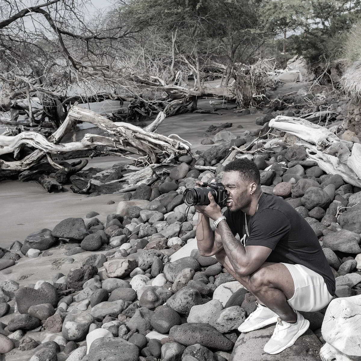 Brandin Cooks photographing between NFL seasons along the rugged coast of Maui, Hawaii.