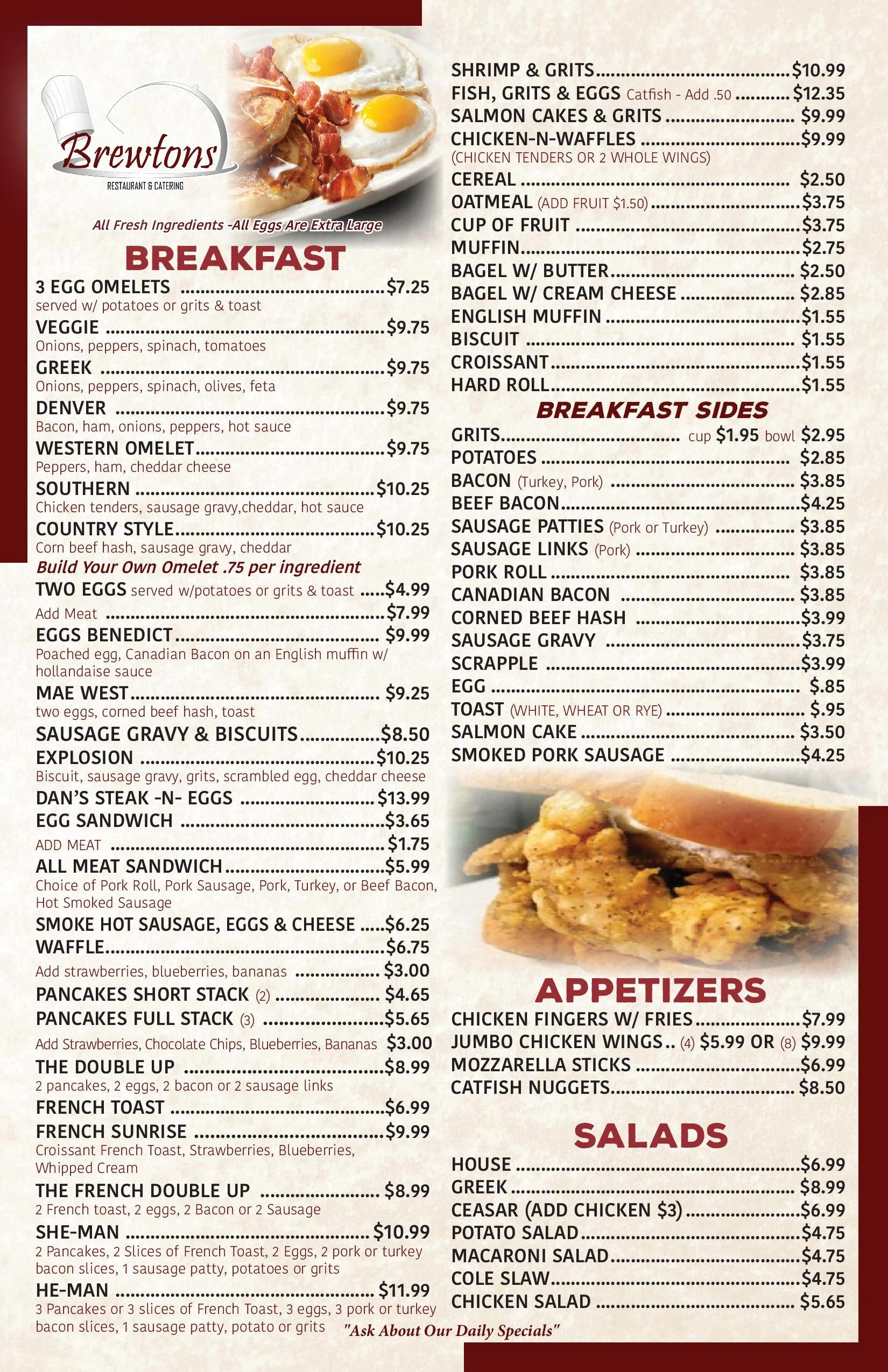 Menu — Brewton's Restaurant
