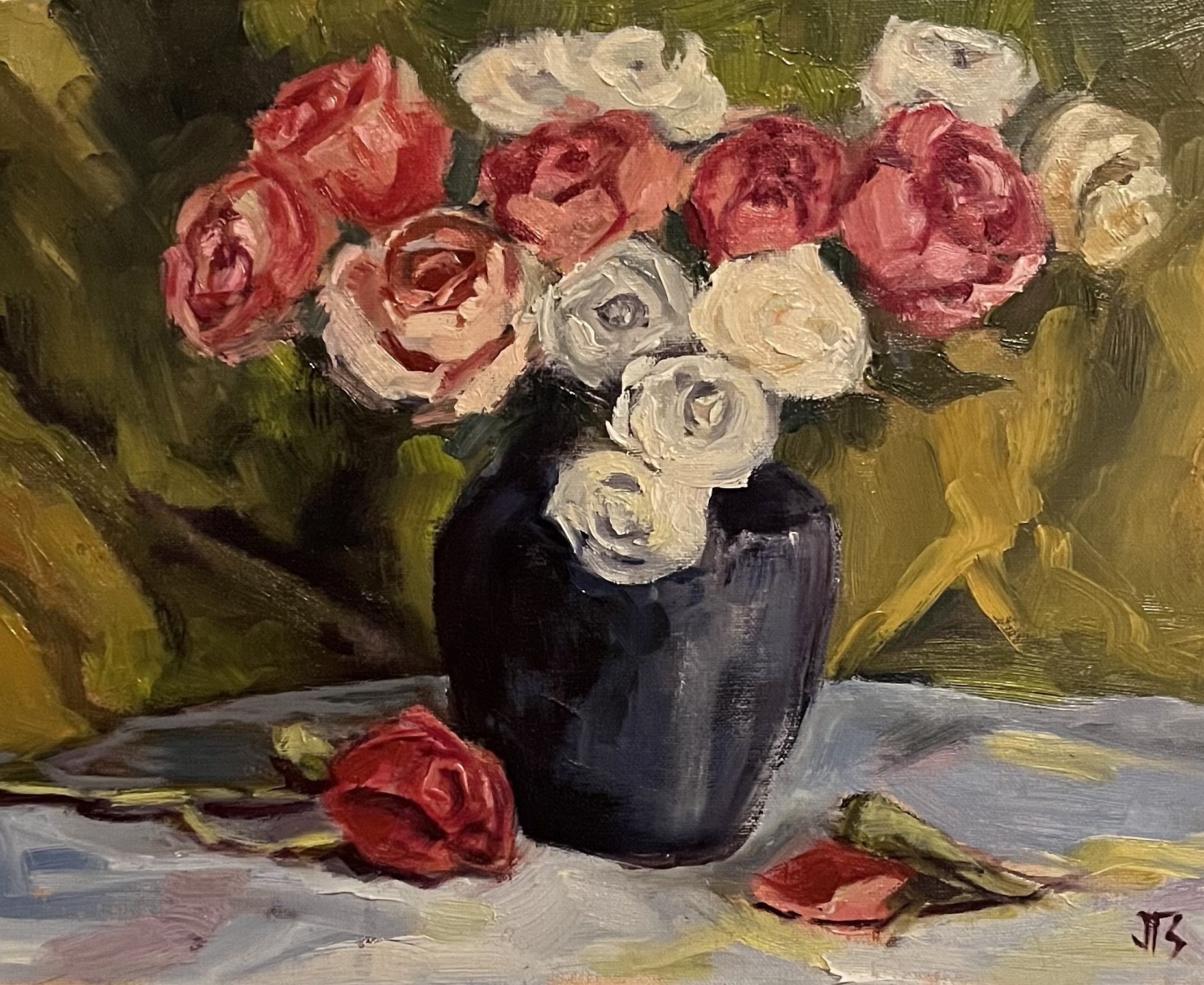 Blue Vase with Roses