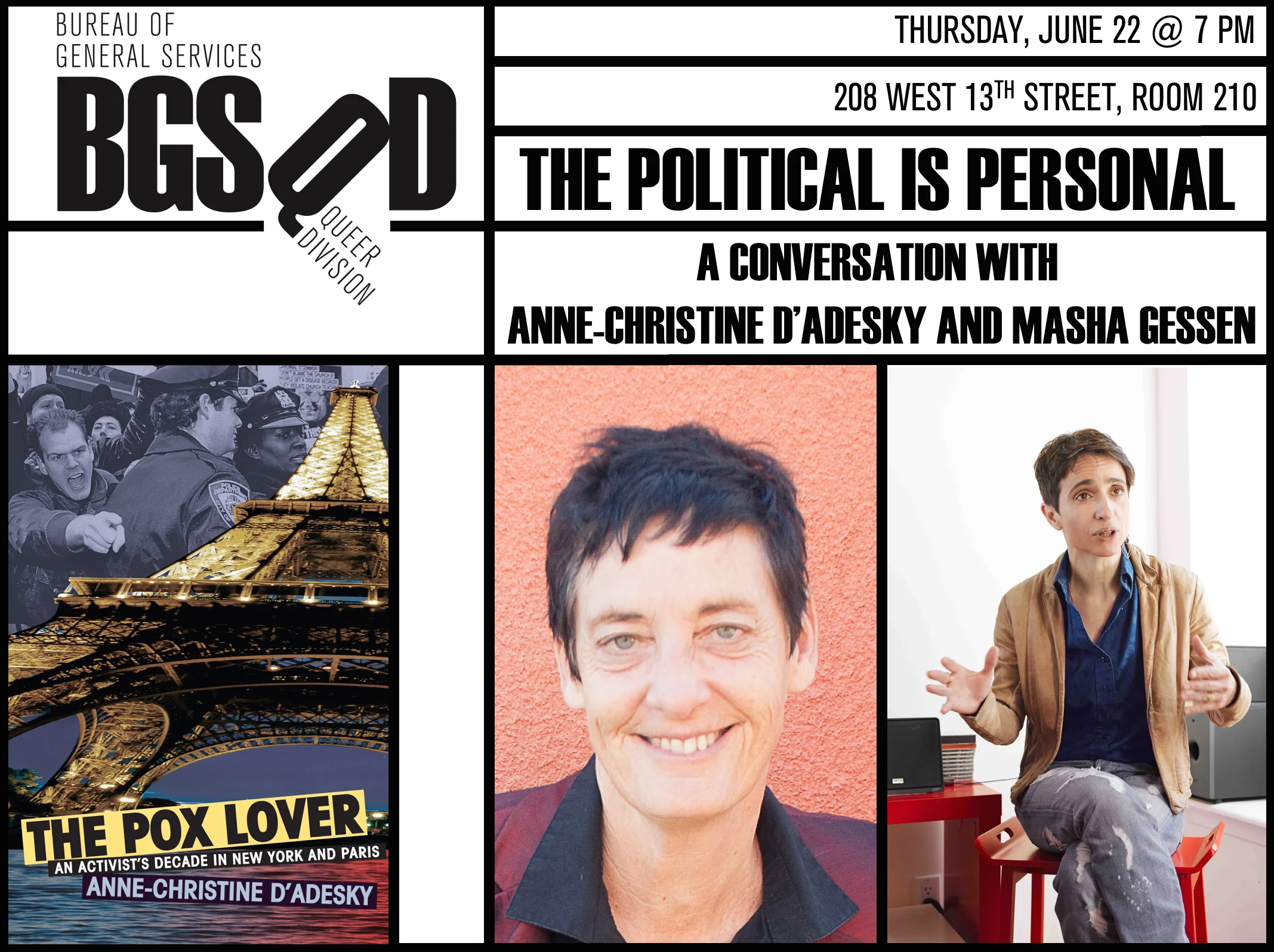 The Political is Personal: A Conversation with Anne-christine d'Adesky and Masha Gessen (NYC)